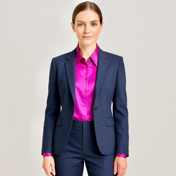 Pacific Silk Studio 100% Silk Blouse | Fuchsia Pink | Size M - Picture 2 of 9